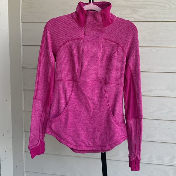 Lululemon athletica herringbone base runner 1/2 zip raspberry pullover jacket 8 - Picture 7 of 11